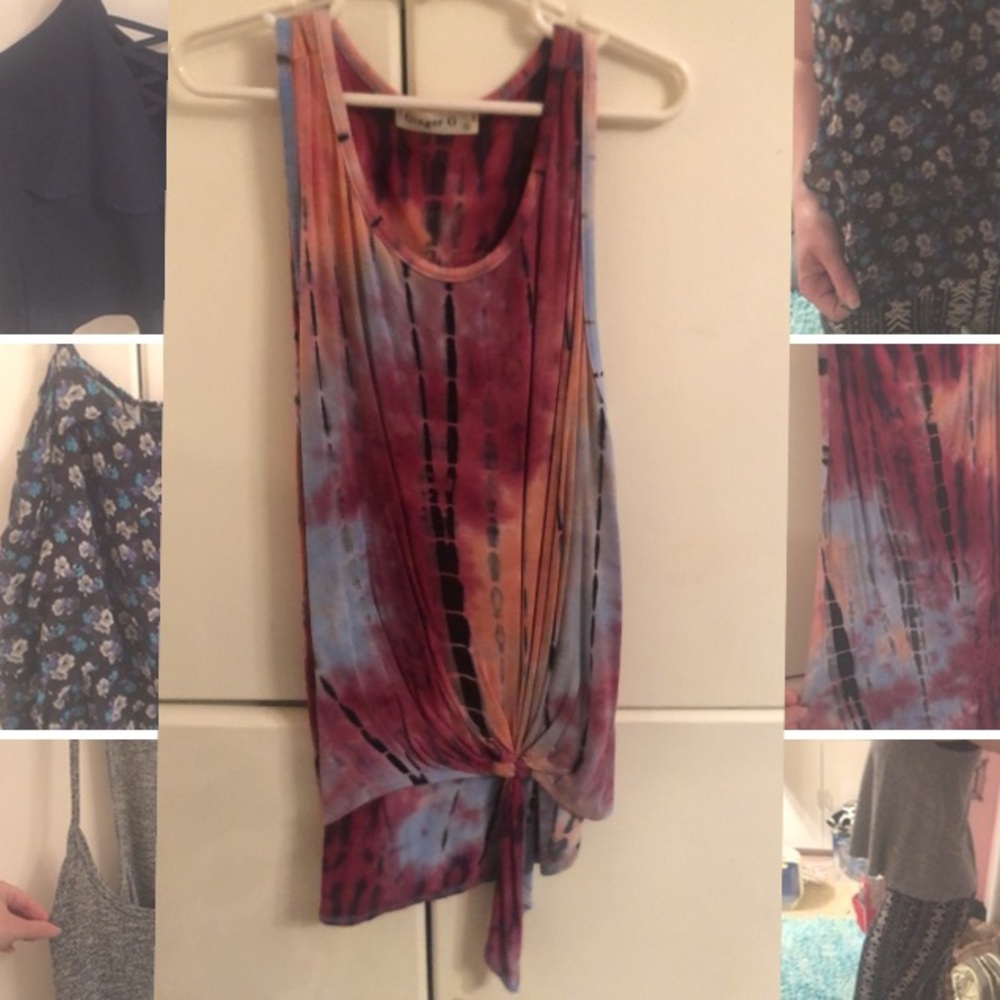 Front tying tie-dye multicolor tank top